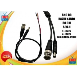 Bnc Dc Uçları Hazır Jak Kablo - Kaliteli Hazır Kablolu BNC+DC Power Jak Konnektör 50 Cm Uzunluğunda